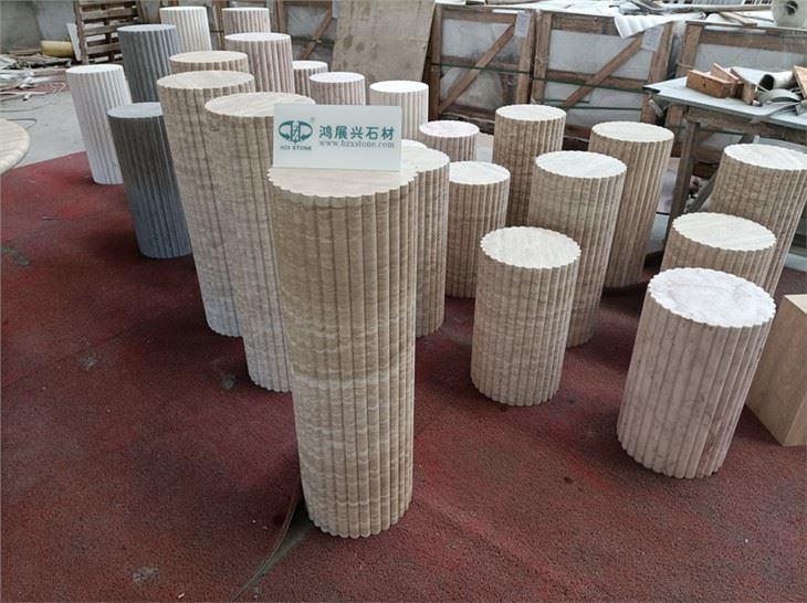 Travertine round column base