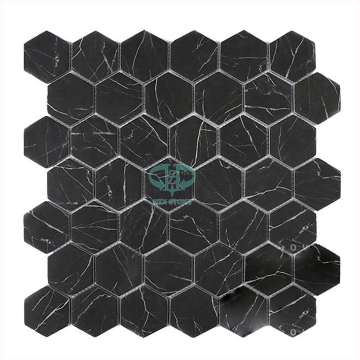 Nero Marquina zeshoekige tegel