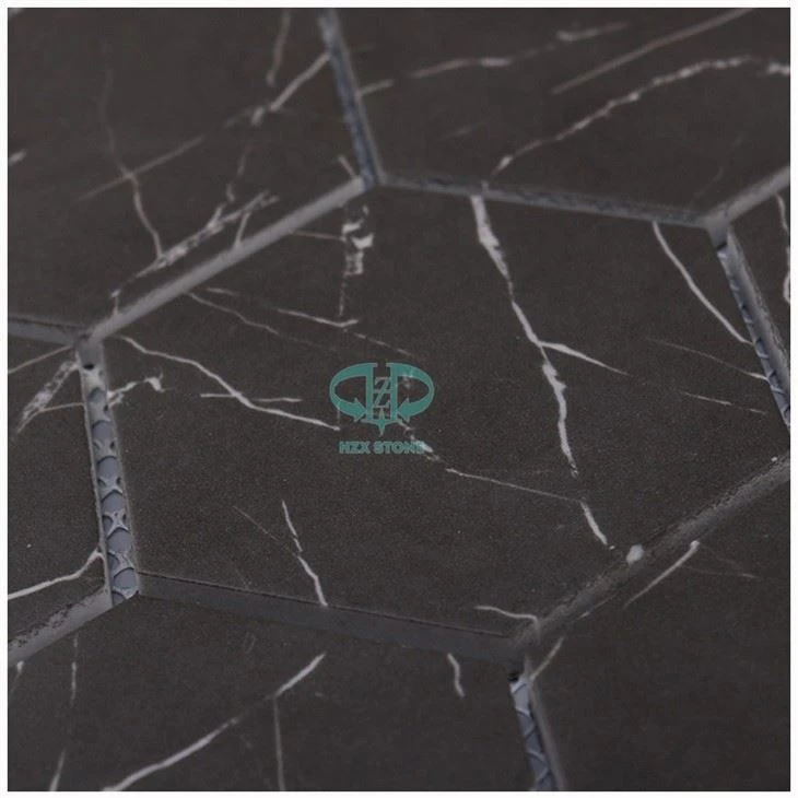 Nero Marquina Hexagon Mosaic Tile